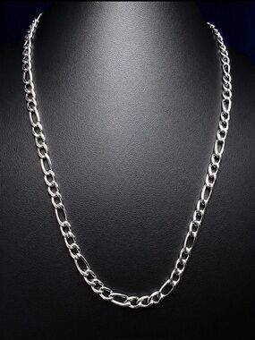 Chain Stainless Steel Figaro Chain Necklace 21" 3mm Silver-tone